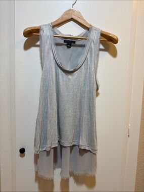 Caribbean Queen Light Gray Layered Chiffon Hem Tank